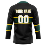 Custom Unisex Black & Kelly Green Pattern Hockey Jersey