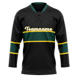 Custom Unisex Black & Kelly Green Pattern Hockey Jersey