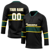 Custom Unisex Black & Kelly Green Pattern Hockey Jersey