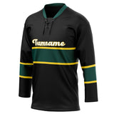 Custom Unisex Black & Kelly Green Pattern Hockey Jersey