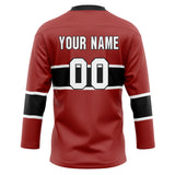 Custom Unisex Crimson & Black Pattern Hockey Jersey