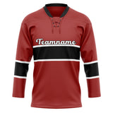 Custom Unisex Crimson & Black Pattern Hockey Jersey