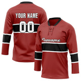 Custom Unisex Crimson & Black Pattern Hockey Jersey