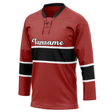 Custom Unisex Crimson & Black Pattern Hockey Jersey