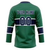 Custom Unisex Kelly Green & Navy Pattern Hockey Jersey