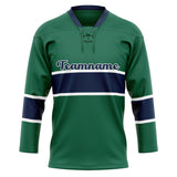 Custom Unisex Kelly Green & Navy Pattern Hockey Jersey