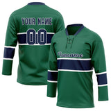 Custom Unisex Kelly Green & Navy Pattern Hockey Jersey