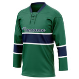 Custom Unisex Kelly Green & Navy Pattern Hockey Jersey