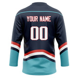 Custom Unisex Navy & Light Blue Pattern Hockey Jersey