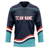 Custom Unisex Navy & Light Blue Pattern Hockey Jersey