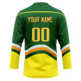 Custom Unisex Kelly Green & Yellow Pattern Hockey Jersey