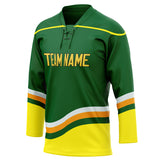 Custom Unisex Kelly Green & Yellow Pattern Hockey Jersey