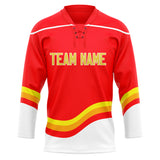 Custom Unisex Red & White Pattern Hockey Jersey