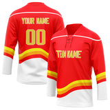 Custom Unisex Red & White Pattern Hockey Jersey