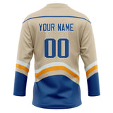 Custom Unisex Cream & Royal Pattern Hockey Jersey