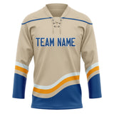 Custom Unisex Cream & Royal Pattern Hockey Jersey