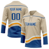 Custom Unisex Cream & Royal Pattern Hockey Jersey