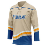 Custom Unisex Cream & Royal Pattern Hockey Jersey