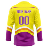 Custom Unisex Yellow & Purple Pattern Hockey Jersey