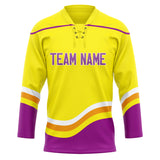 Custom Unisex Yellow & Purple Pattern Hockey Jersey