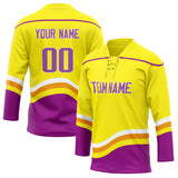 Custom Unisex Yellow & Purple Pattern Hockey Jersey