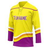 Custom Unisex Yellow & Purple Pattern Hockey Jersey