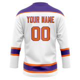 Custom Unisex White & Purple Pattern Hockey Jersey