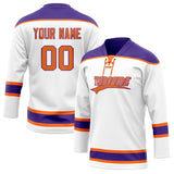 Custom Unisex White & Purple Pattern Hockey Jersey