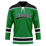 Custom Unisex Kelly Green & Black Pattern Hockey Jersey