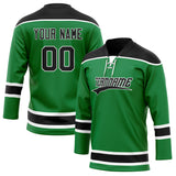 Custom Unisex Kelly Green & Black Pattern Hockey Jersey