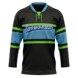 Custom Unisex Black & Blue Pattern Hockey Jersey