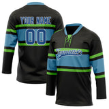 Custom Unisex Black & Blue Pattern Hockey Jersey