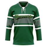 Custom Unisex Green & Gray Pattern Hockey Jersey