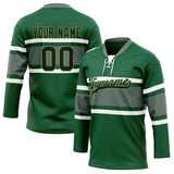 Custom Unisex Green & Gray Pattern Hockey Jersey