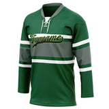 Custom Unisex Green & Gray Pattern Hockey Jersey