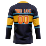 Custom Unisex Navy & Gold Pattern Hockey Jersey