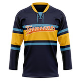 Custom Unisex Navy & Gold Pattern Hockey Jersey