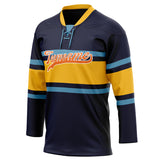 Custom Unisex Navy & Gold Pattern Hockey Jersey