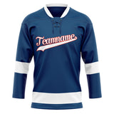 Custom Unisex Navy & White Pattern Hockey Jersey