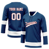 Custom Unisex Navy & White Pattern Hockey Jersey