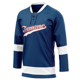 Custom Unisex Navy & White Pattern Hockey Jersey