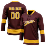 Custom Unisex Brown & Gold Pattern Hockey Jersey