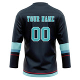 Custom Unisex Black & Teal Pattern Hockey Jersey