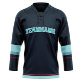 Custom Unisex Black & Teal Pattern Hockey Jersey