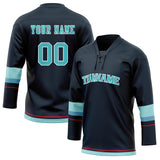 Custom Unisex Black & Teal Pattern Hockey Jersey