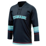 Custom Unisex Black & Teal Pattern Hockey Jersey