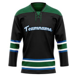 Custom Unisex Black & Green Pattern Hockey Jersey