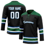 Custom Unisex Black & Green Pattern Hockey Jersey