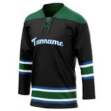 Custom Unisex Black & Green Pattern Hockey Jersey