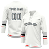 Custom Unisex White & Gray Pattern Hockey Jersey